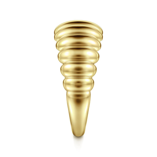 14K Yellow Gold Graduating Dome Stations Ring
