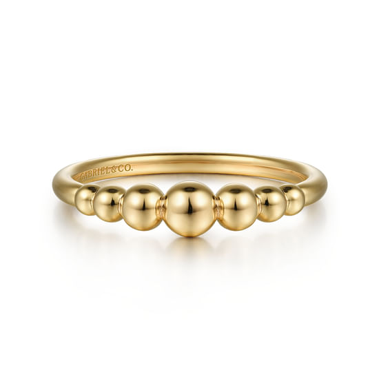 14K Yellow Gold Graduating Bujukan Bead Stackable Ring