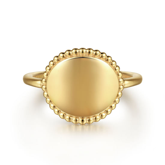 14K Yellow Gold Round Bujukan Frame Engravable Ring