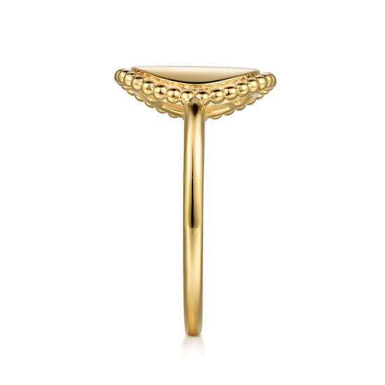 14K Yellow Gold Round Bujukan Frame Engravable Ring