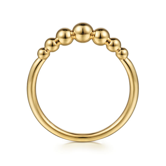 14K Yellow Gold Graduating Bujukan Bead Stackable Ring
