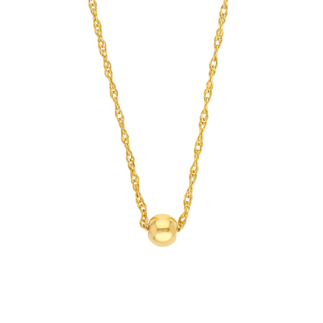 16-18" 14K Yellow Gold Round Bead Charm Necklace
