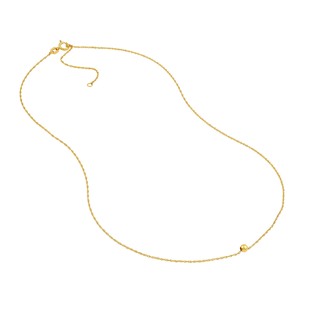16-18" 14K Yellow Gold Round Bead Charm Necklace