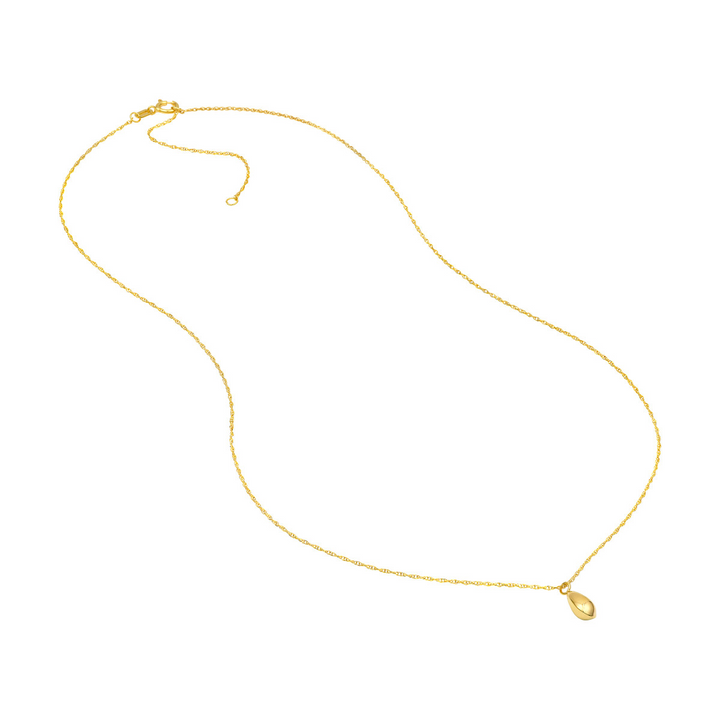 16-18" 14K Yellow Gold Puffy Teardrop Pendant Necklace