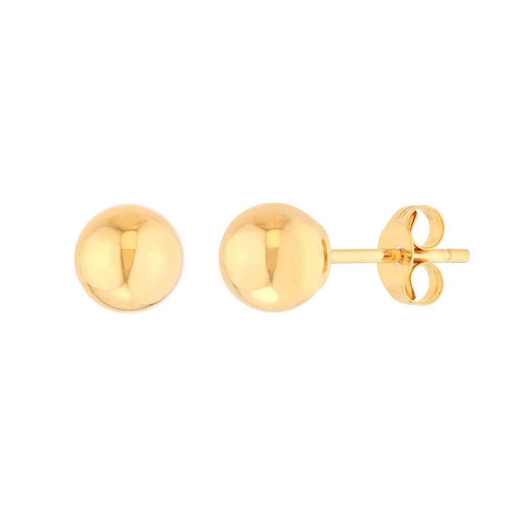 14K Yellow Gold 5mm Hollow Ball Stud Earrings