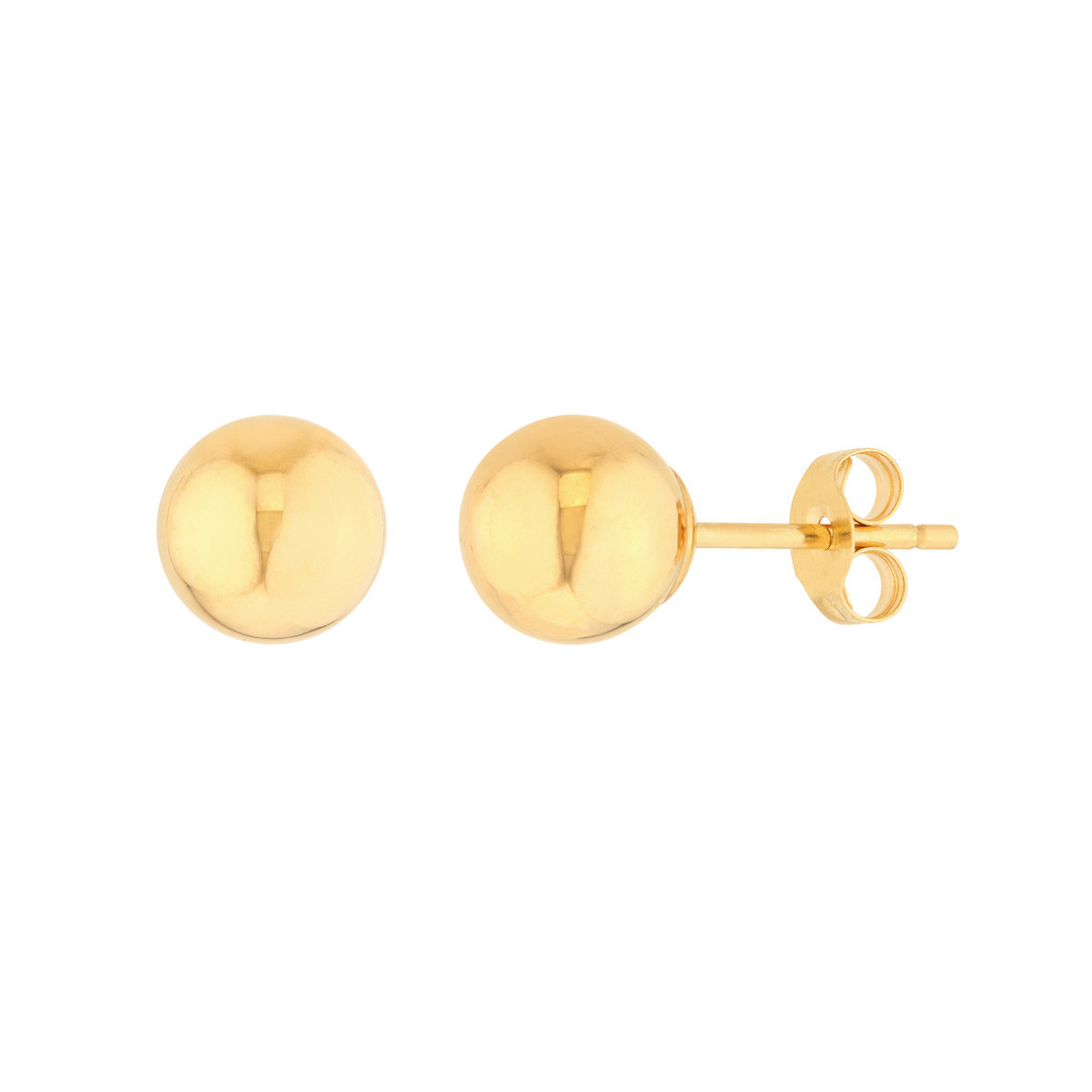 14K Yellow Gold 6mm Hollow Ball Stud Earrings