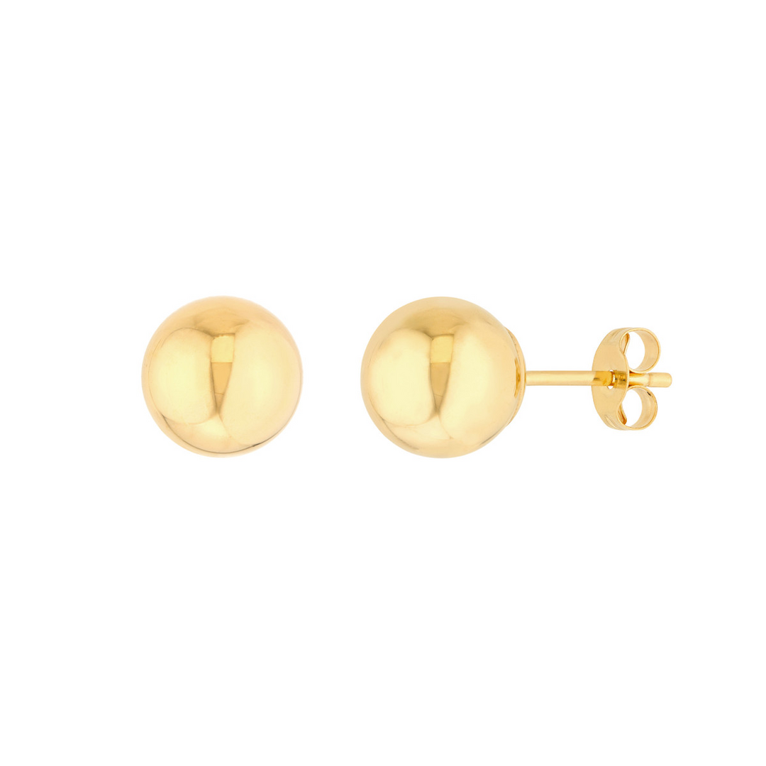 14K Yellow Gold 7mm Hollow Ball Stud Earrings