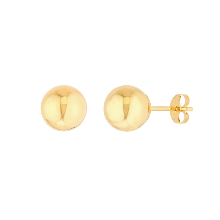 14K Yellow Gold 7mm Hollow Ball Stud Earrings