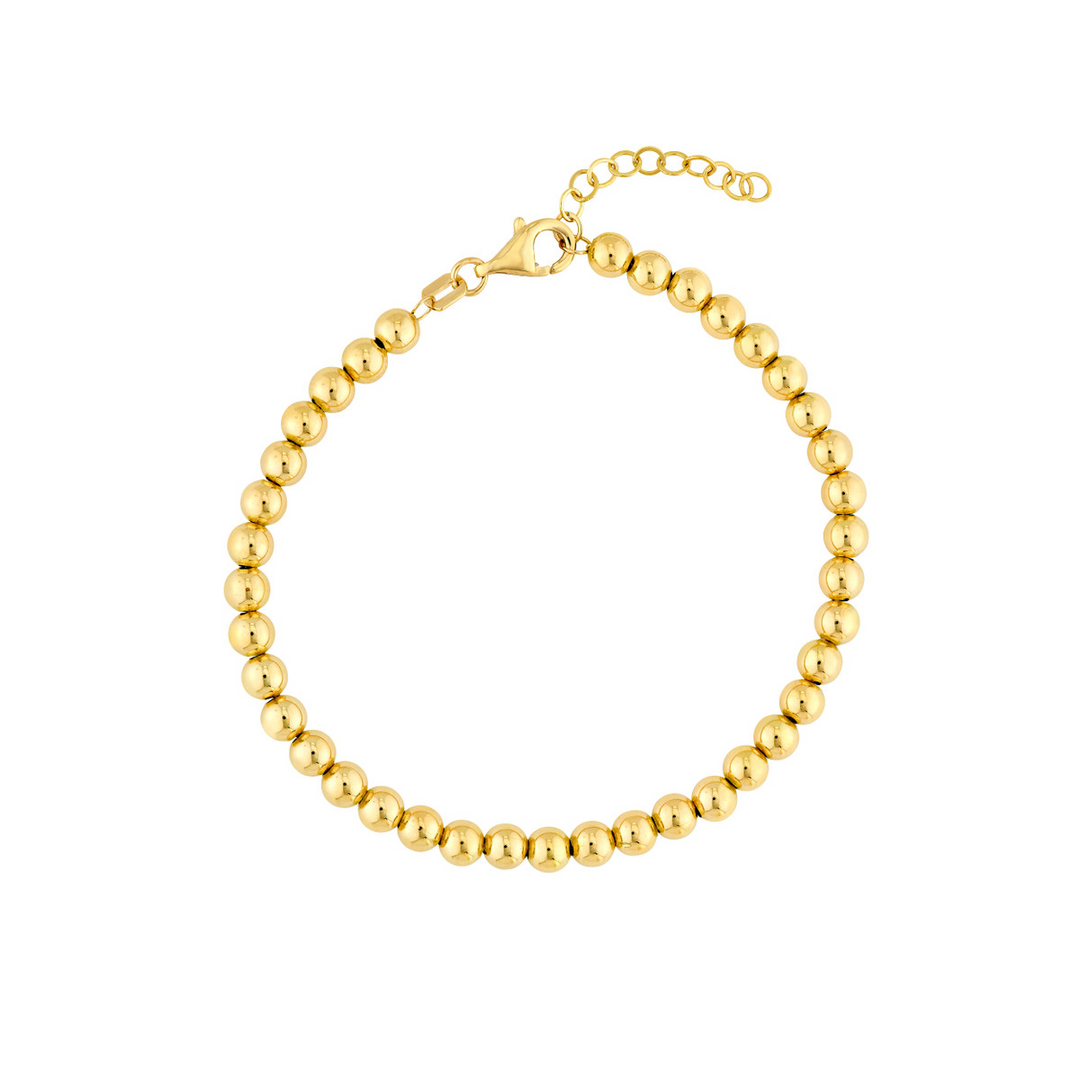 17.5" 14K Yellow Gold 4mm Beaded Bracelet