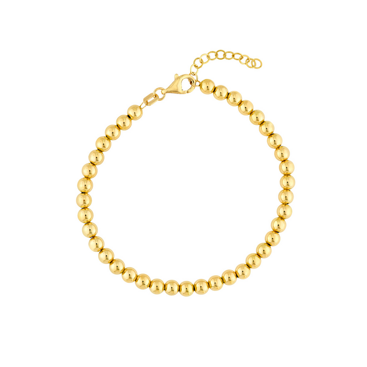 17.5" 14K Yellow Gold 4mm Beaded Bracelet