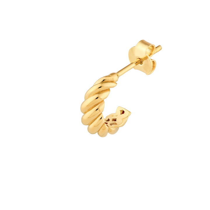 14K Yellow Gold Shrimp Open Hoop Earrings