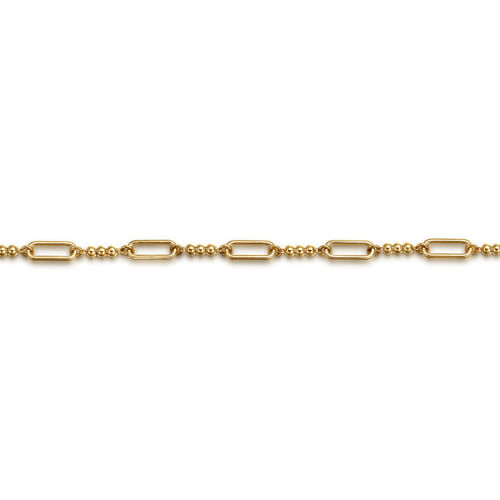 14K Yellow Gold Bujukan Beads Link Chain Bracelet
