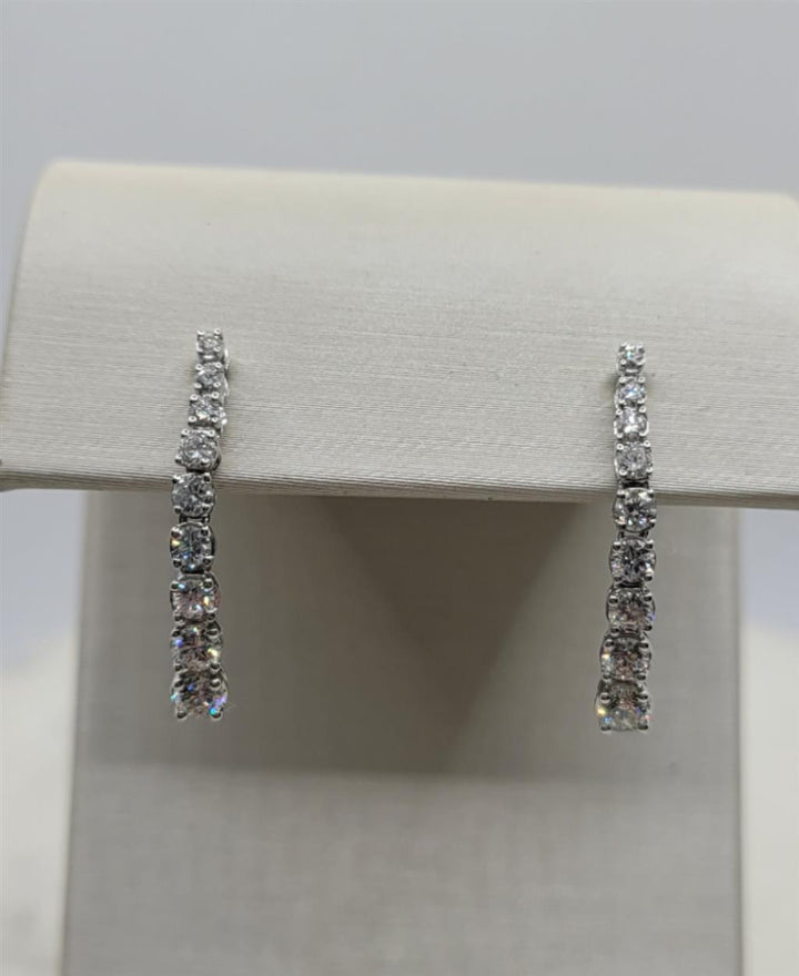 14K White Gold Diamond Fashion Dangle Earrings