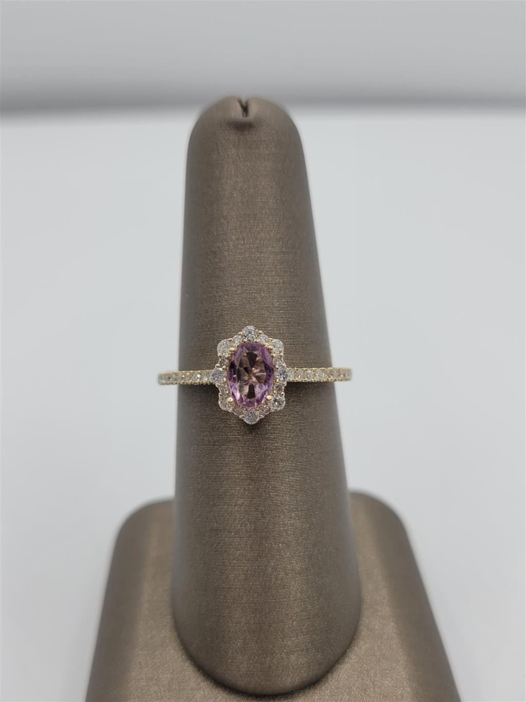 14K Yellow Gold Pink Tourmaline And Diamond Vintage Fashion Ring