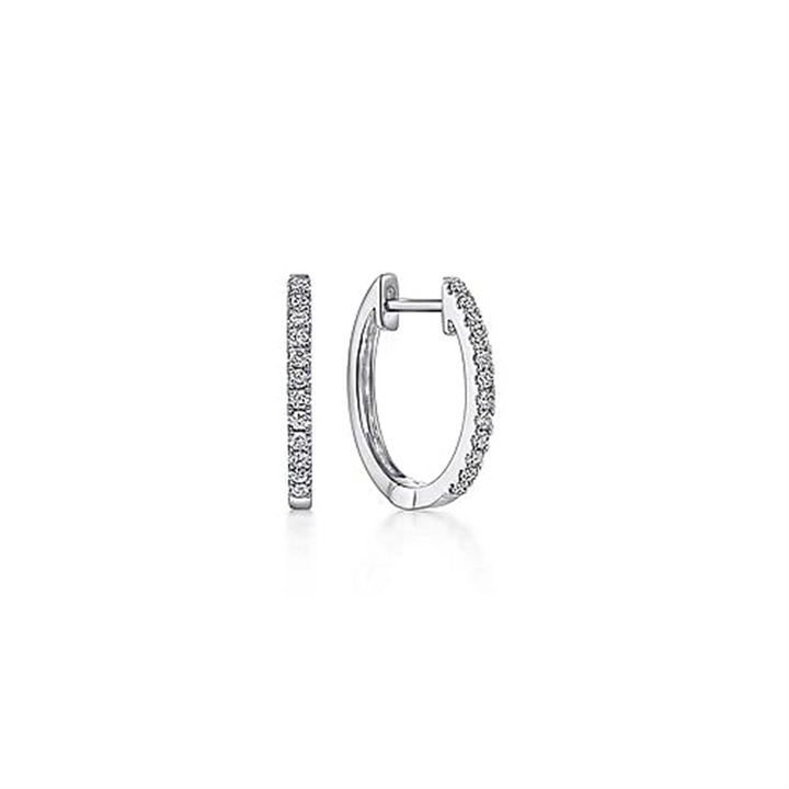 14K White Gold 0.18 ctw Round cut Diamond Hoop Earrings