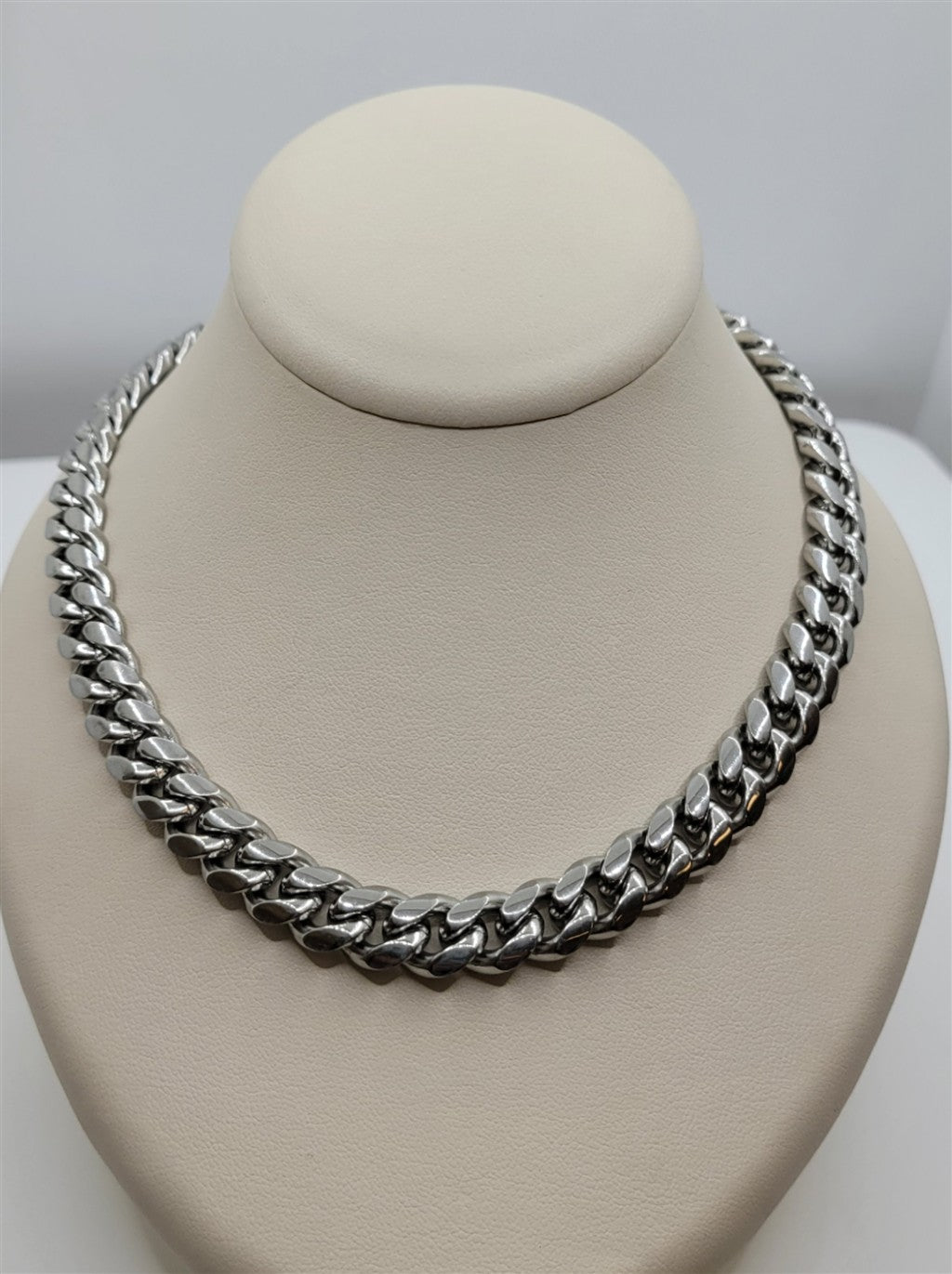 24" 10mm Stainless Steel Mens Solid Curb Chain