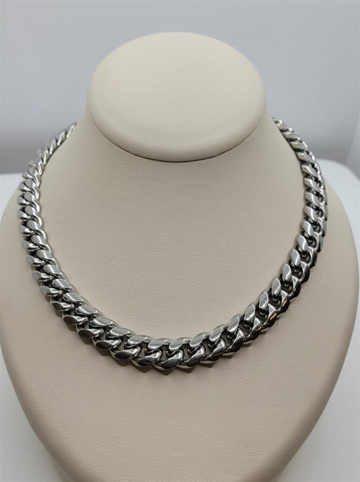 24" 10mm Stainless Steel Mens Solid Curb Chain