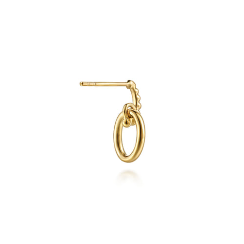 14K Yellow Plain Gold Bujukan Stud Drop Earrings