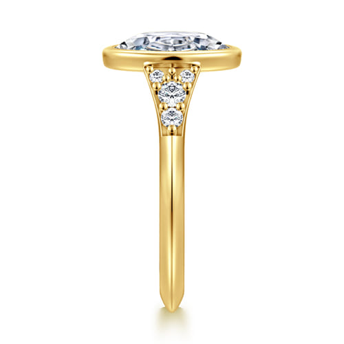 14K Yellow Gold Bezel Set Oval Diamond Engagement Ring Mounting