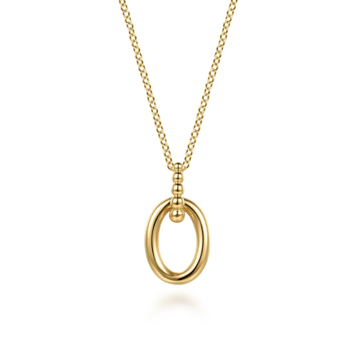 14K Yellow Plain Gold Bujukan Pendant Necklace