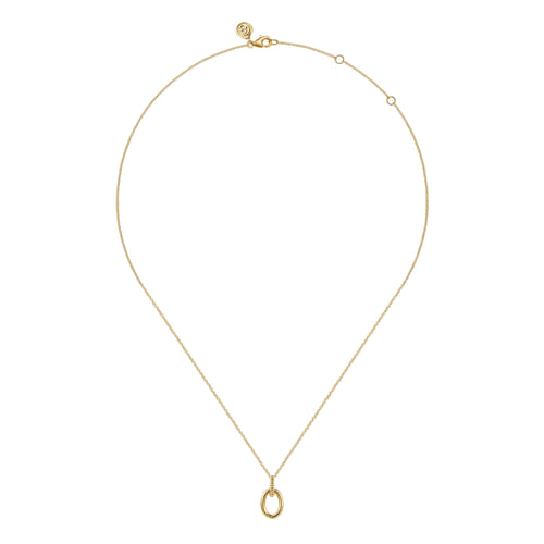 14K Yellow Plain Gold Bujukan Pendant Necklace