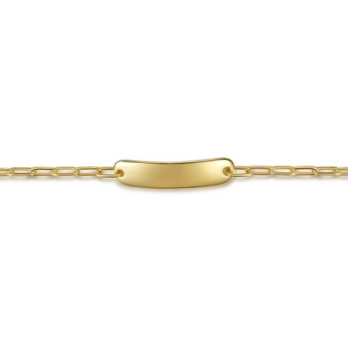 7" 14K Yellow Gold Paperclip Chain Personalizable Bracelet