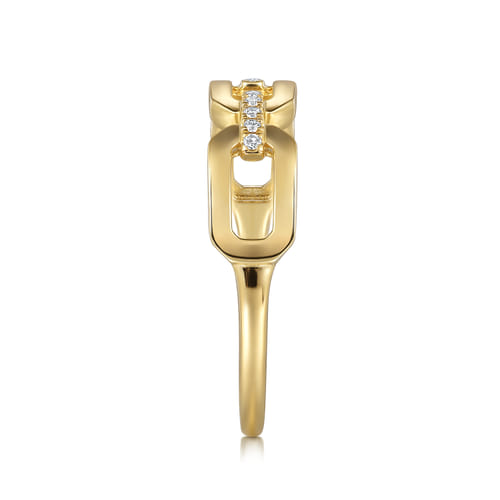 14K Yellow Gold Diamond Link Chain Ring