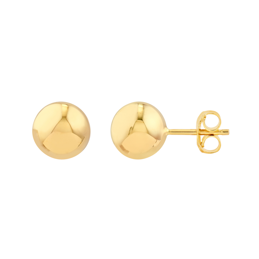 14K Yellow Gold 10mm Hollow Ball Stud Earrings