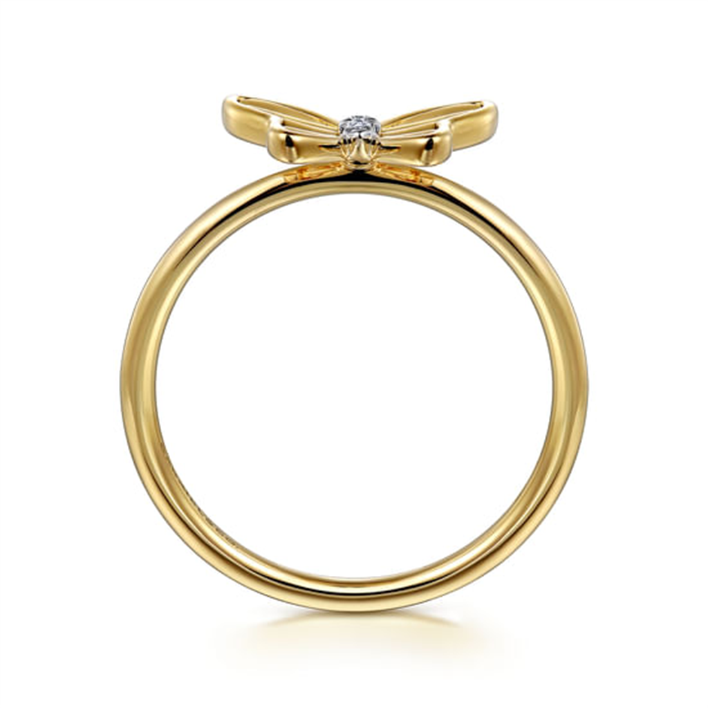 14K Yellow Gold Gabriel & Co Diamond Butterfly Fashion Ring
