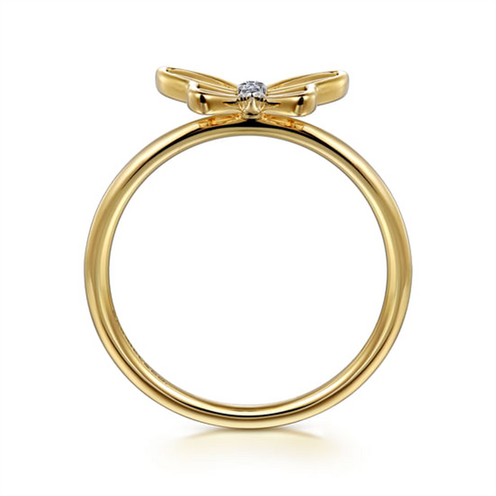 14K Yellow Gold Gabriel & Co Diamond Butterfly Fashion Ring