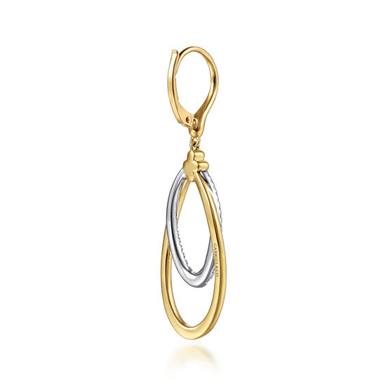 14K Two-Tone Gold Bujukan Clover And Graduating Diamond Drop Earrings