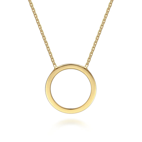 17.5" 14K Yellow Gold Open Circle Pendant Necklace
