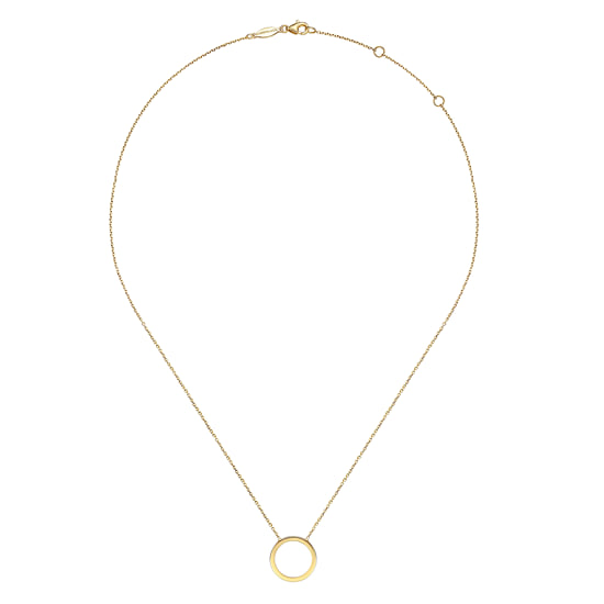 17.5" 14K Yellow Gold Open Circle Pendant Necklace