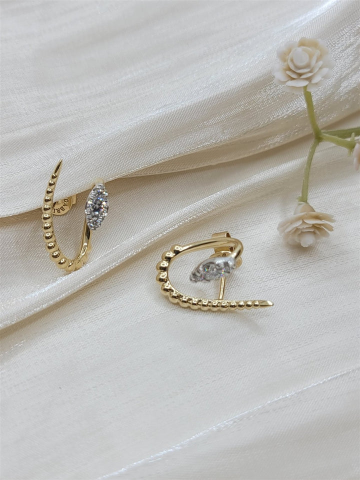 14K White & Yellow Gold Bujukan Diamond Stud Earrings