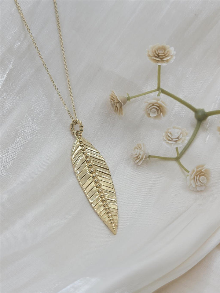 14K Yellow Gold Fashion"Gabriel & Co." Feather Gold Necklace