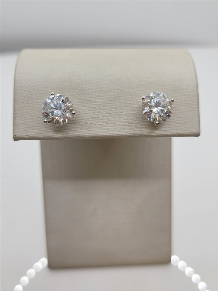 14K White Gold 4.00 Twt Round Cut Lab Grown Stud Earrings