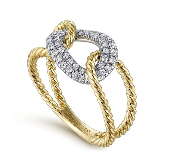 14K Two-Tone Gold Fashion "Gabriel & Co" Diamond Fashion Ring