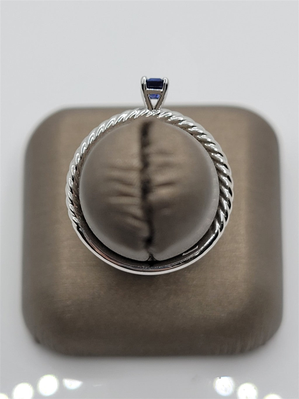 10K White Gold Twisted Sapphire  Gemstone Ring