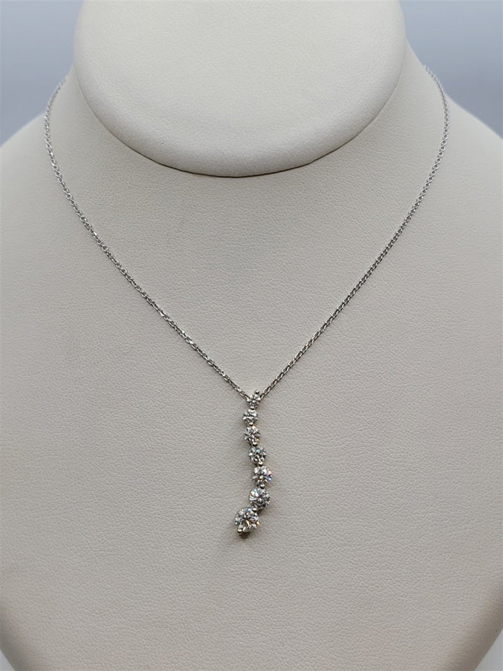 16.5" 14K White Gold 7-Stone Diamond Journey Pendant Necklace