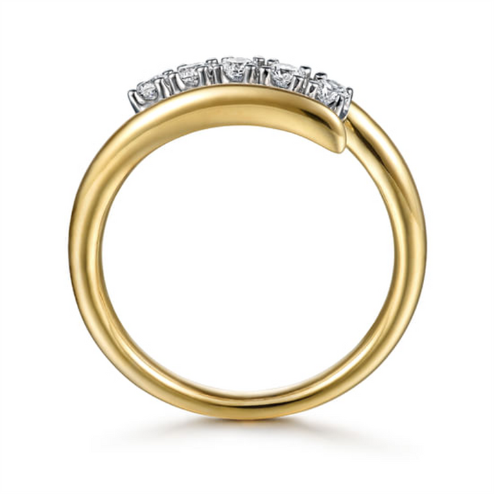 14K White & Yellow Gold Diamond Bypass Ring
