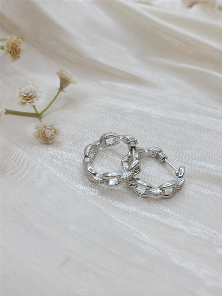 Sterling Silver Oval Chain Link Hoop Earrings