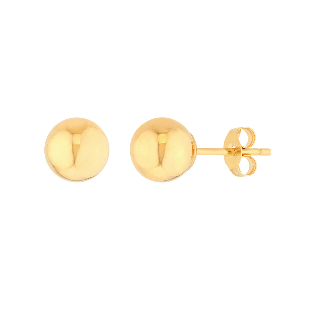14K Yellow Gold 6mm Hollow Ball Stud Earrings