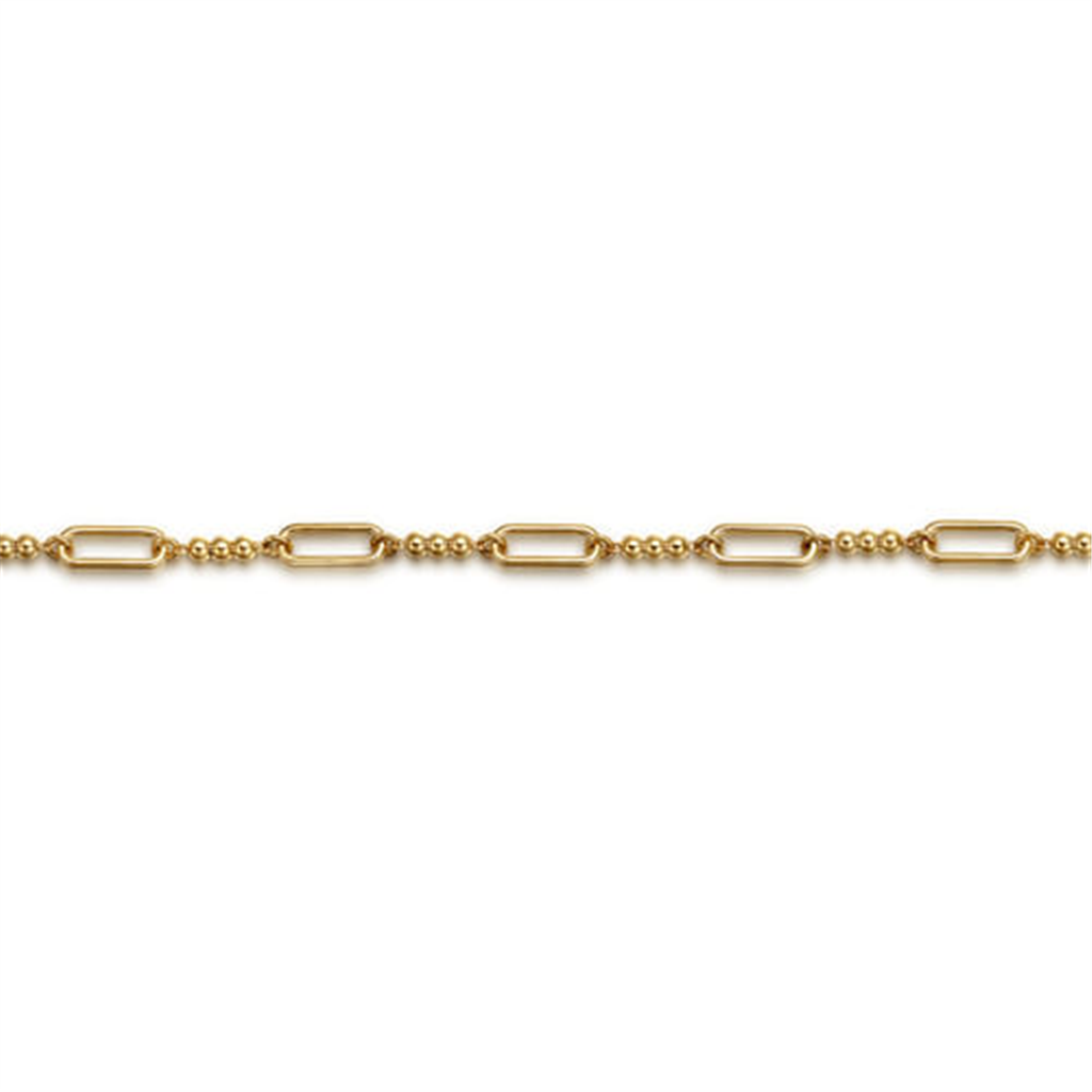 14K Yellow Gold Bujukan Beads Link Chain Bracelet