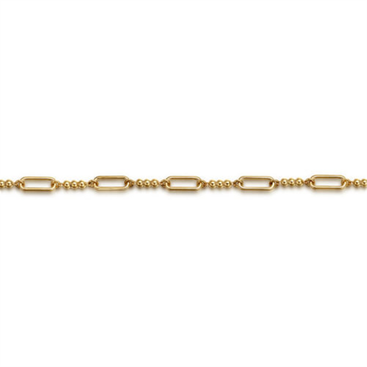 14K Yellow Gold Bujukan Beads Link Chain Bracelet