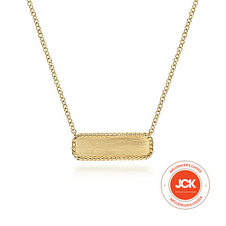 14K Yellow Gold Engravable Bar Necklace