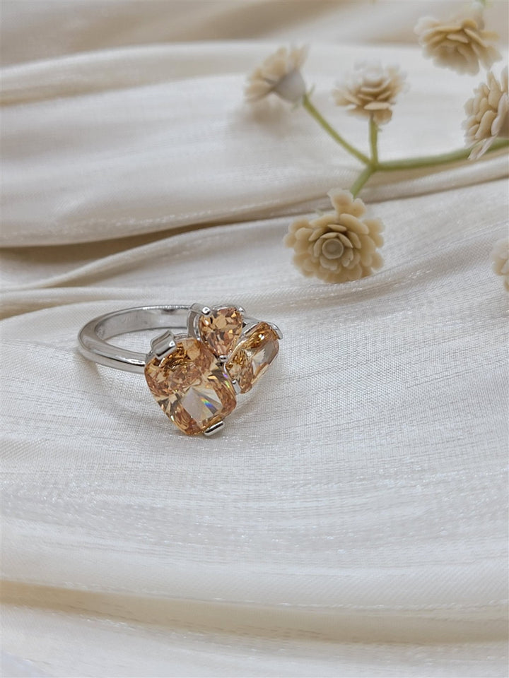 Sterling Silver Lab Grown Imperial Topaz 3-Stone Ring