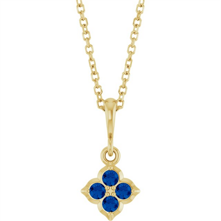 14K Yellow Gold Lab Grown Blue Sapphire Fashion Necklace