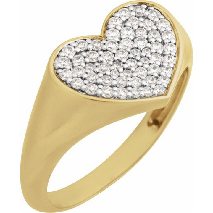 14K Yellow Gold Diamond Heart Fashion Ring