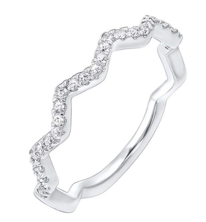 10K White Gold Stackable Diamond Fashion Ring