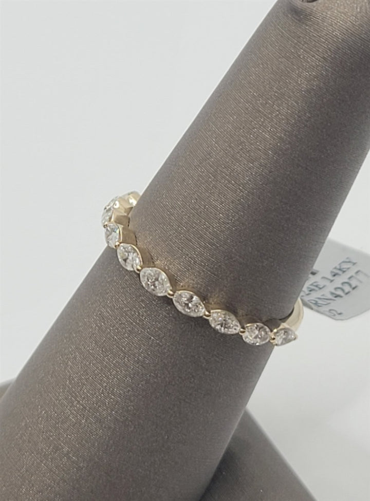 14K Yellow Gold Single Prong Marquise Diamond Wedding Band